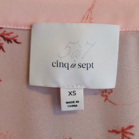 XS Cinq a Sept Jennings Pink Floral Fairycore Romantic Lightweight Pintuck Top - Picture 11 of 11